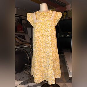 Floral Yellow Dress with Ruffle Sleeves